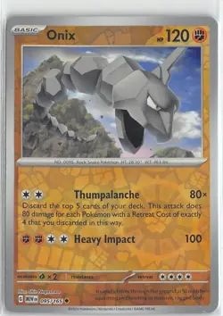 Pokemon TCG Scarlet & Violet 151 MEW Reverse Foil Uncommon #095/165 Onix - Image 1
