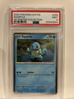 2023 POKEMON SVP EN-SV BLACK STAR PROMO 151 POSTER COLL #048 SQUIRTLE PSA 9 - Image 1