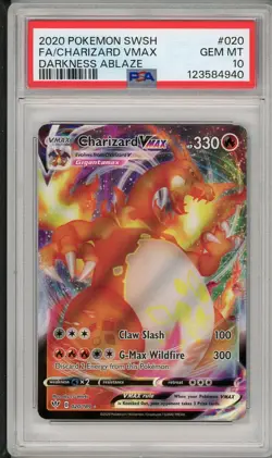 2020 Pokemon SWSH Darkness Ablaze Charizard VMAX Full Art #020 PSA 10 - Image 1