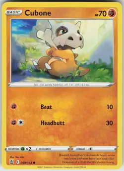Pokemon Cubone 069/163 SWSH05: Battle Styles Common NM - Image 1