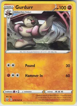 Pokemon Gurdurr 074/163 SWSH05: Battle Styles Uncommon NM - Image 1
