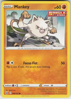 Pokemon Mankey 066/163 SWSH05: Battle Styles Common NM - Image 1