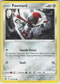 Pokemon Pawniard 103/163 SWSH05: Battle Styles Common NM - Image 1
