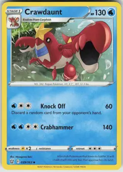 Pokemon Crawdaunt 039/163 SWSH05: Battle Styles Uncommon NM - Image 1