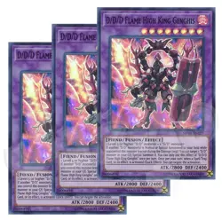 Yugioh D/D/D Flame High King Genghis x 3 - Super Rare NM - Free Holo Card - Image 1