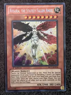 Yugioh Rosaria, the Stately Fallen Angel PRC1-EN016 Secret Rare 1st Edition NM - Image 1