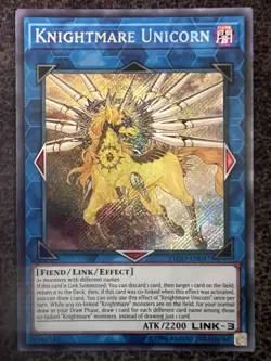 Yugioh Knightmare Unicorn FLOD-EN047 Secret Rare 1st Edition NM - Image 1