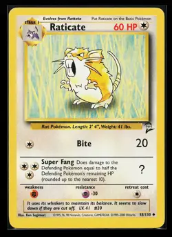 Raticate 58/130 Uncommon Base Set 2 Pokemon Card - Image 1
