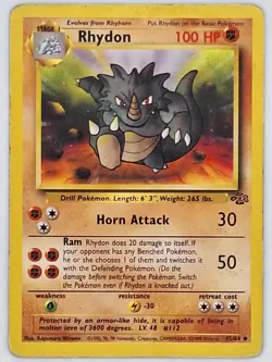 Pokemon TCG Rhydon Base Set 2 59/130 Unlimited Uncommon Card WOTC Played HP - Image 1