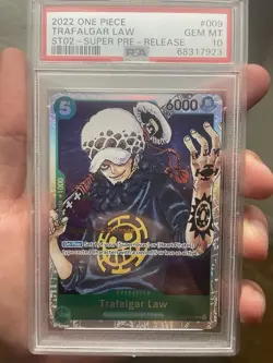 TRAFALGAR LAW ST02-009 SR SUPER PRE-RELEASE PSA 10 GEM MINT, 2022 ONE PIECE CARD - Image 2
