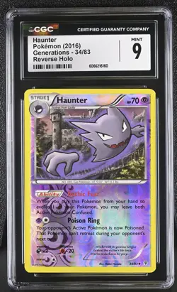 CGC 9 MINT Haunter 2016 Generations 34/83 Reverse Holo Pokemon Card - Image 1