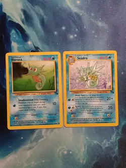 Horsea (49/62) & Seadra (42/62) Pokemon Cards - Lot of 2, LP Fossil Set - Image 1