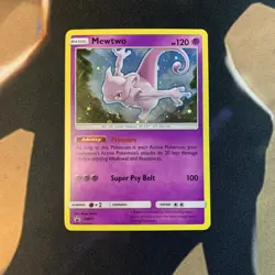 Mewtwo Sun & Moon Black Star Promo SM77 Pokemon Card Raw Holo - Image 1
