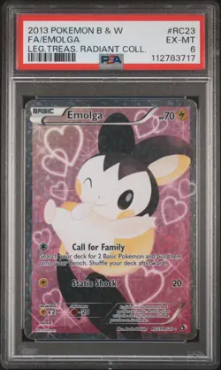 2013 POKEMON B&W LEGEND TREASURES RADIANT COLL #RC23 FULL ART/EMOLGA PSA 6 - Image 1