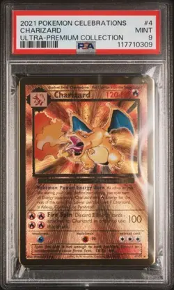 PSA 9 - 2021 Pokemon Celebrations UPC CHARIZARD Gold Metal Card #4 (0309) - Image 1