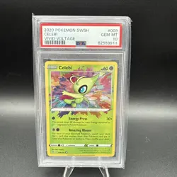 2020 POKEMON SWORD & SHIELD VIVID VOLTAGE #009 CELEBI AMAZING RARE PSA 10 - Image 1