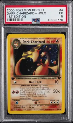 2000 POKEMON ROCKET 1ST ED #4 DARK CHARIZARD-HOLO PSA 5 - Image 1