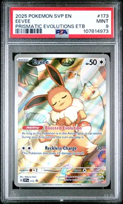 2025 POKEMON SVP EN-SV BLACK STAR PROMO #173 EEVEE PSA 9 - Image 1