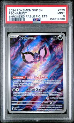 2024 POKEMON SHROUDED FABLE POKEMON CENTER ETB SVP EN-SV #129 PECHARUNT PSA 9 - Image 1