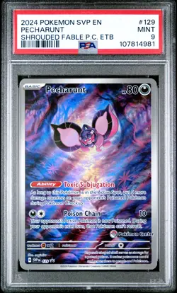 2024 POKEMON SHROUDED FABLE POKEMON CENTER ETB SVP EN-SV #129 PECHARUNT PSA 9 - Image 1