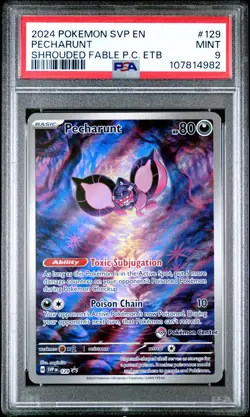 2024 POKEMON SHROUDED FABLE POKEMON CENTER ETB SVP EN-SV #129 PECHARUNT PSA 9 - Image 1