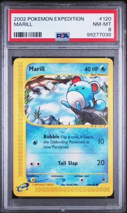 2002 Pokemon Expedition Marill #120 English 120/165 - PSA 8 NM-MT - Image 1