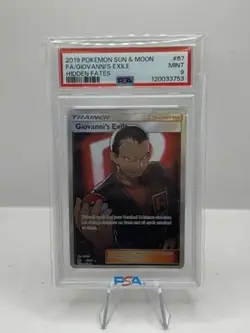 2019 Pokemon Sun & Moon Hidden Fates 67/68 FA Giovanni's Exile PSA 9 - Image 1