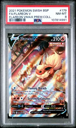 2021 POKEMON SWSH BLACK STAR PROMO #179 FULL ART/FLAREON V PSA 8 - Image 1