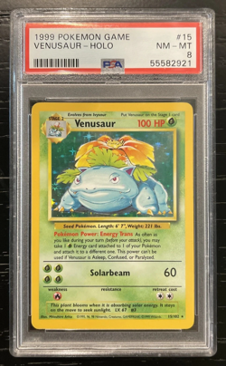 1999 Venusaur Base Set Unlimited #15 PSA 8 NM-MT Pokemon TCG - Image 1