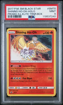 2017 POKEMON SM BLACK STAR PROMO #SM70 SHINING HO-OH-HOLO PSA 9 - Image 1