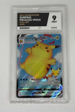 Surfing Pikachu VMAX 009/025 Full Art Pokemon 2021 Celebrations Ace 9 Mint - Image 1