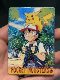 POKEMON POCKET MONSTERS VENDING PRISM STICKER 1 PIKACHU ASHE JESSIE & JAMES- LP - Image 1