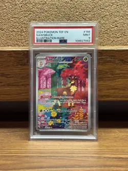 2024 POKEMON TEF EN-TEMPORAL FORCES #166 SAWSBUCK ILLUSTRATION RARE PSA 9 - Image 1