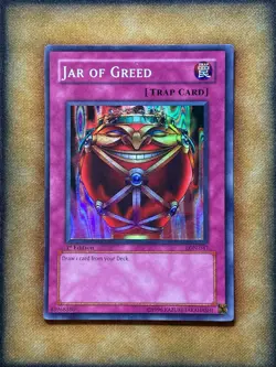 Yugioh Jar Of Greed LON-047 Super Rare 1st Ed LP - Image 1