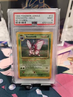 Pokemon Venomoth Holo Rare Card 13/64 Jungle No Symbol Error PSA 9 - Image 1