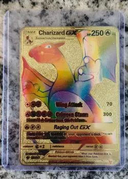 Charizard GX gold metal pokemon card (150/147). Very minimal use. - Image 1