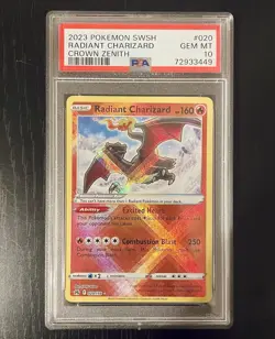 Radiant Charizard 020/159 Crown Zenith Holo PSA 10 Gem Mint Pokemon TCG Card - Image 1