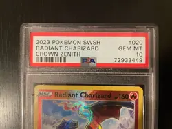 Radiant Charizard 020/159 Crown Zenith Holo PSA 10 Gem Mint Pokemon TCG Card - Image 3