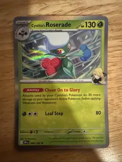Pokemon Cynthia's Roserade Reverse Holo Rare Card 008/182 Sv10: Destined Rivals - Image 1