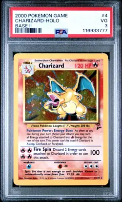 2000 POKEMON GAME CHARIZARD HOLO BASE 2 PSA 3 - Image 1
