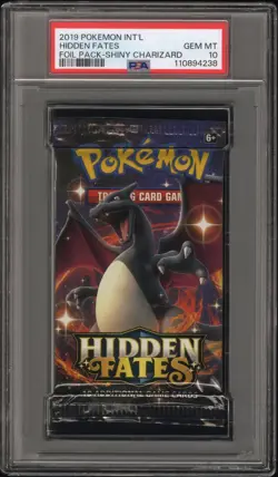 2019 Pokemon INT'L Hidden Fates Foil Booster Pack Charizard Art PSA 10 Gem Mint - Image 1
