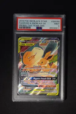 Pokemon Snorlax & Eevee GX #SM169 Promo Tag Team - PSA 9 - Image 1