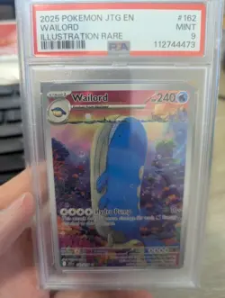 2025 Pokemon WAILORD 162/159 JTG EN ILLUSTRATION RARE MINT PSA 9 - Image 1