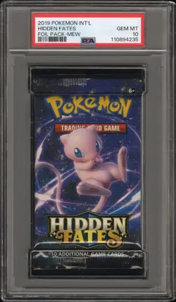 2019 Pokemon INT'L Hidden Fates Foil Booster Pack Mew Art PSA 10 Gem Mint - Image 1