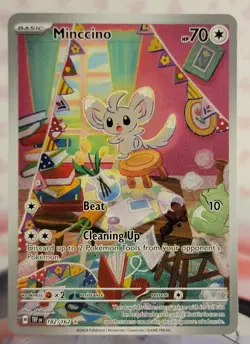 Pokemon TCG Minccino 182/162 Illustration Rare, Temporal Forces - Image 1
