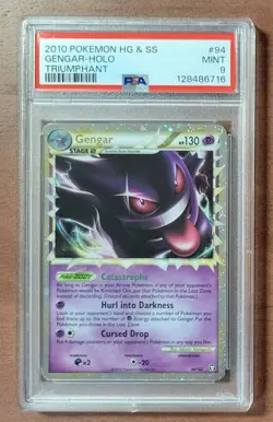 Pokemon Heart Gold & Soul Silver Triumphant 2010 #94/102 Gengar Prime PSA 9 Mint - Image 1