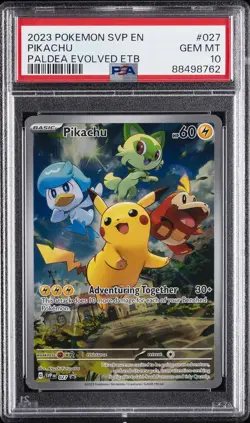 2023 POKEMON SVP EN-SV BLACK STAR PROMO #027 PIKACHU PSA 10 - Image 1