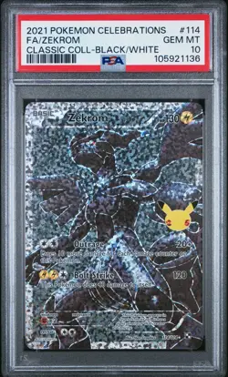 2021 Pokemon Celebrations Classic #114 Fa Zekrom Classic Coll Black White PSA 10 - Image 1