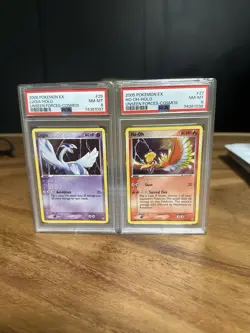 2005 POKEMON EX UNSEEN FORCES LUGIA & HO-OH Cosmo HOLO Psa8 - Image 1