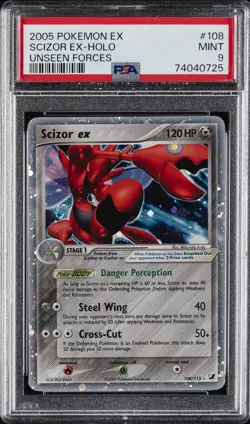 2005 POKEMON EX UNSEEN FORCES #108 SCIZOR EX-HOLO PSA 9 - Image 1